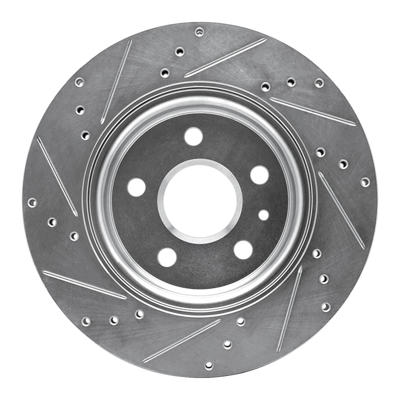 Buick Regal Brake Rotor (1) - Rear Right - R1 Concepts - Drilled & Slotted - Silver - `10-`25